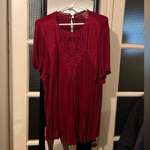 Red Lace Embellished Short Sleeve Shirt Torrid 4